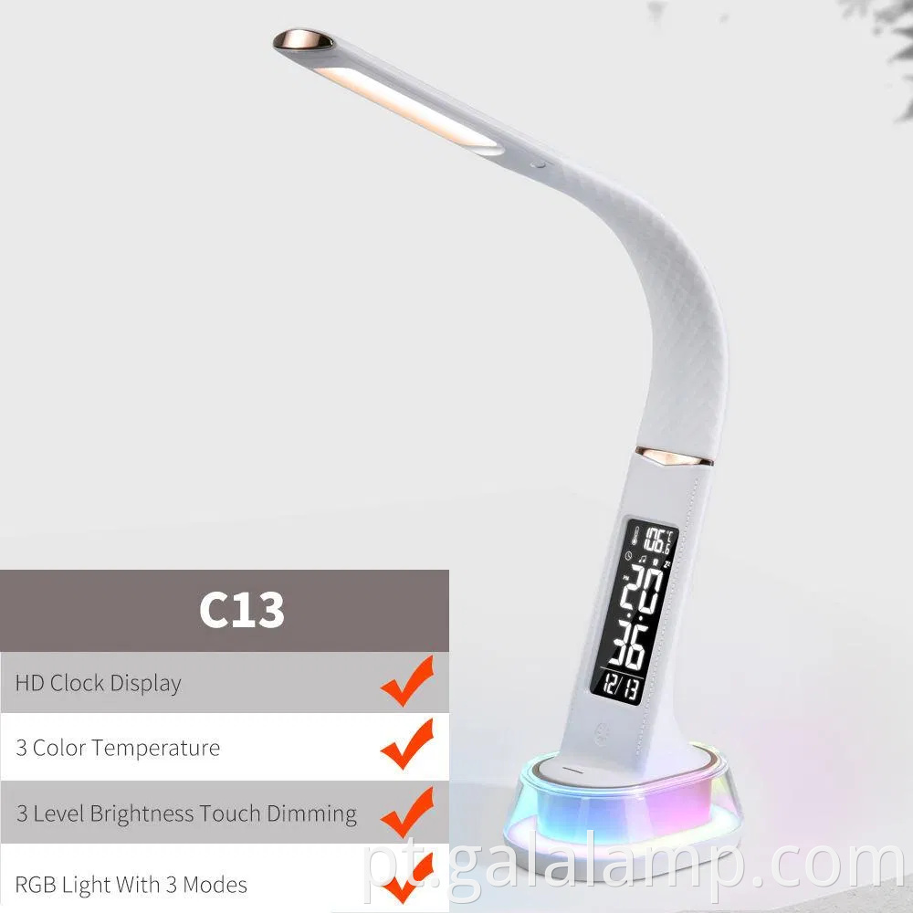 Lâmpada de mesa de despertador RGB vibrante para decoração de casa